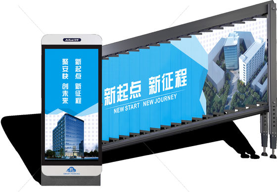 comprar Porta de barreira automática de controle de tráfego de estacionamento com braço ajustável e tela publicitária de 440x920 mm online manufacture